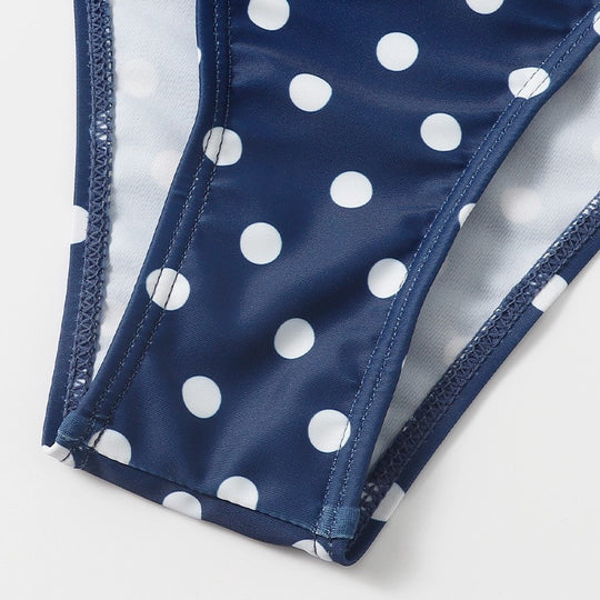 Damen Triangel-Bikini mit hochwertigem Punktmuster und verstellbaren Bändern EB