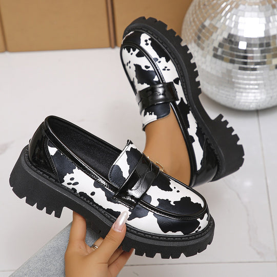 Damen Mokassins mit Leopardenmuster und Ketten-Detail EB
