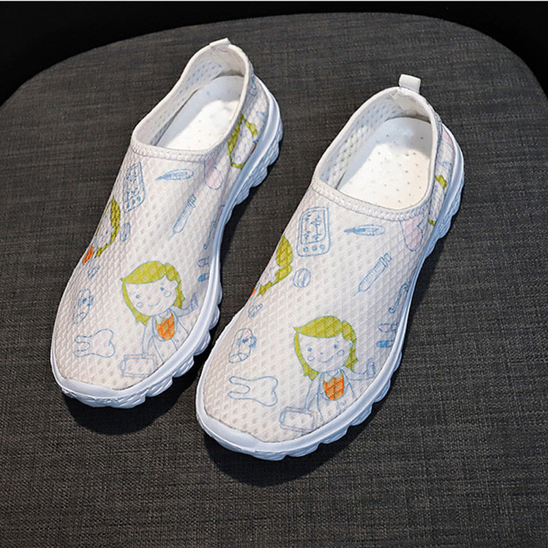 Damen Slip-On Freizeitschuhe mit farbenfrohem Design und atmungsaktiver Oberseite EB