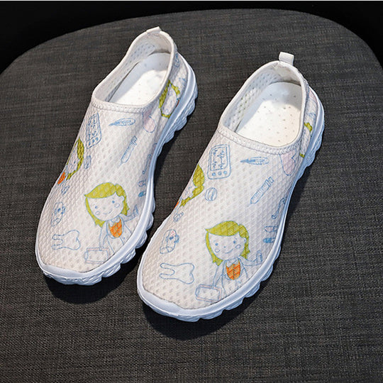 Damen Slip-On Freizeitschuhe mit farbenfrohem Design und atmungsaktiver Oberseite EB
