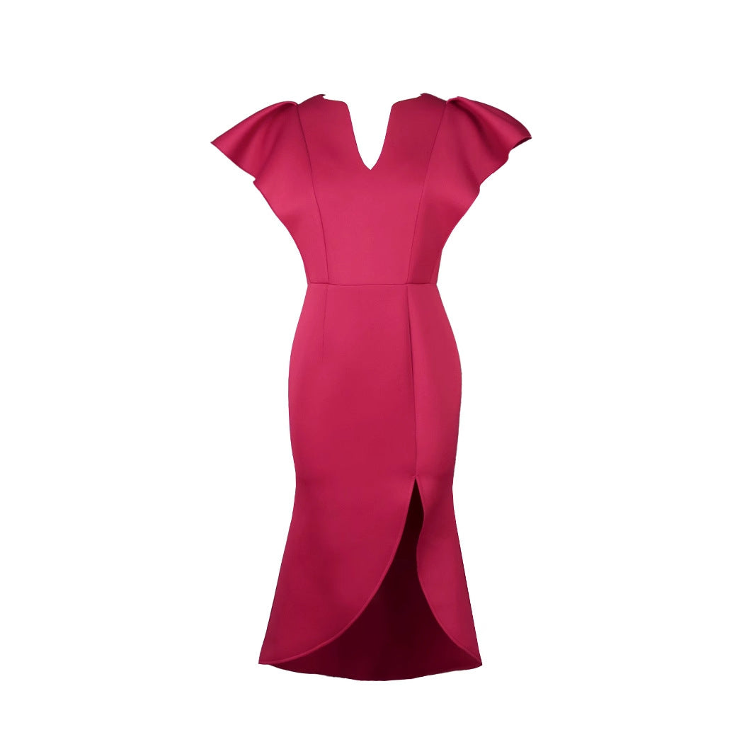 Damen Elegantes Etuikleid mit voluminösen Ärmeln EB