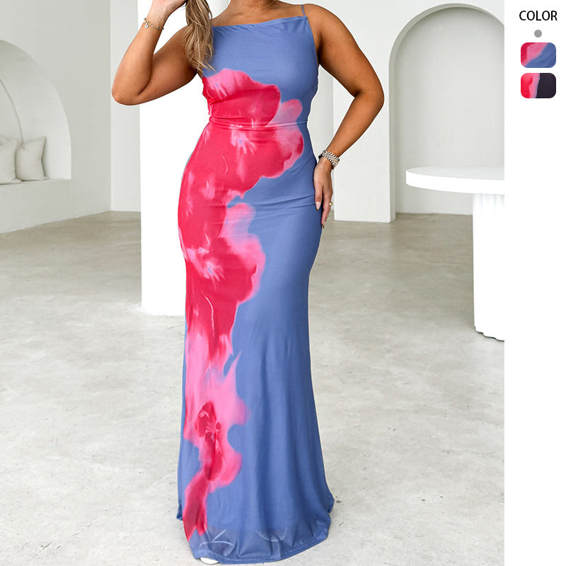 Damen Elegantes Maxikleid mit floralem Druck und schmalem Schnitt EB
