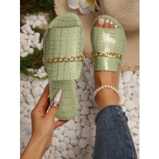 Damen elegante und komfortable Riemchensandalen mit Schmuckkette EB
