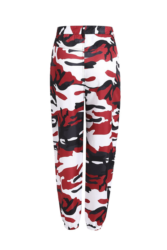 Damen Cargohose im modernen Camouflage-Design mit praktischen Taschen und elastischem Bund EB