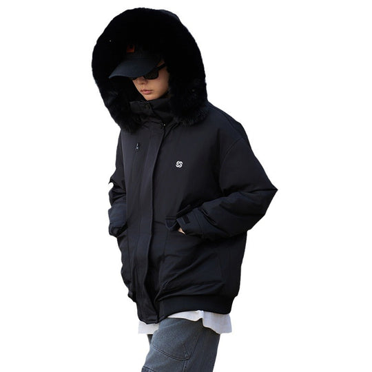 Damen isolierte Pufferjacke mit abnehmbarem Kunstfellkragen und großen Eingrifftaschen EB