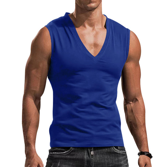 Herren nan tailliertes Tanktop mit tiefem V-Ausschnitt und Stretch-Baumwollmix EB
