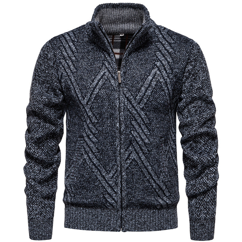 Herren sportliche Strickjacke mit modernem Zopfmuster EB