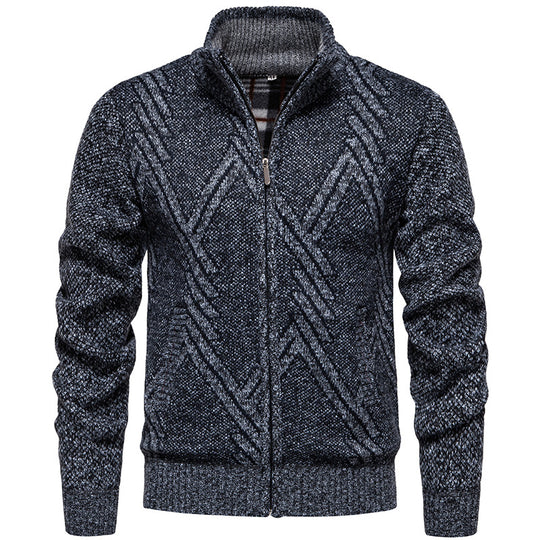 Herren sportliche Strickjacke mit modernem Zopfmuster EB