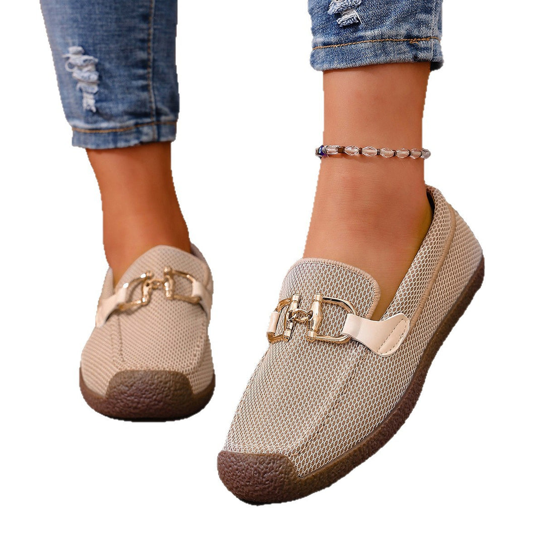 Damen Bequeme Clog-Schuhe mit luftiger Mesh-Oberfläche und modischem Schnallen-Detail EB