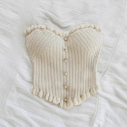 Damen Corsage-Oberteil mit Rüschendetails und Knopfleiste EB