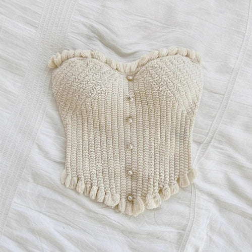 Damen Corsage-Oberteil mit Rüschendetails und Knopfleiste EB