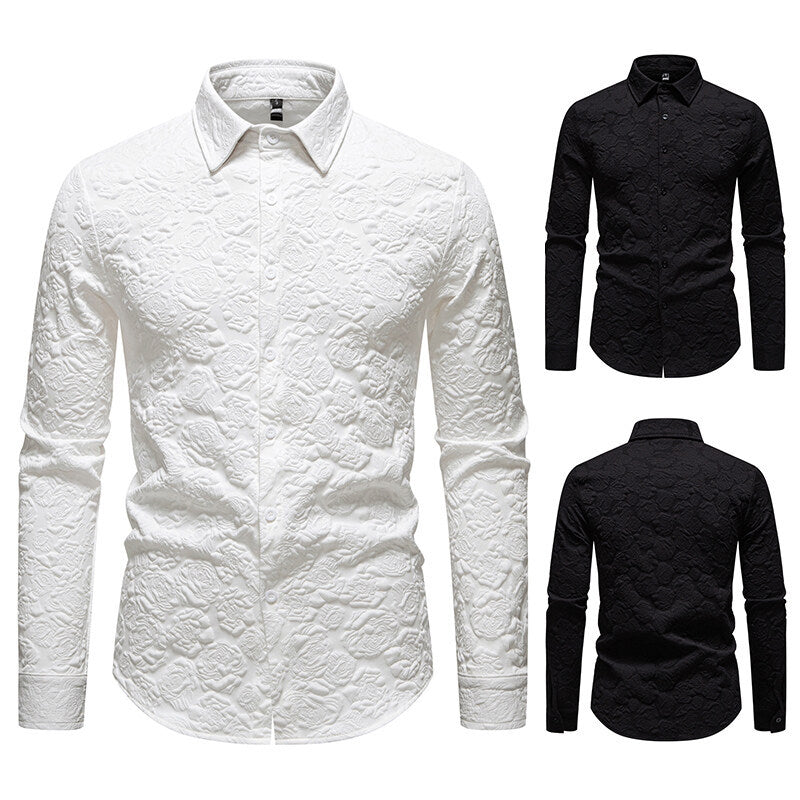 Herren Langarmhemd mit strukturiertem Design EB