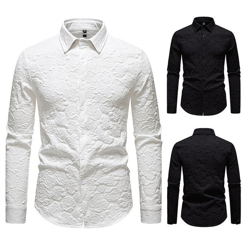 Herren Langarmhemd mit strukturiertem Design EB