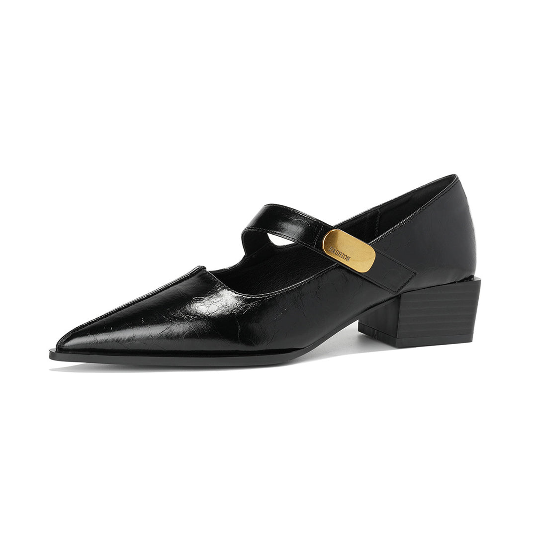 Damen elegante Pumps mit schickem Riemendesign und stabiler Blockabsatz EB