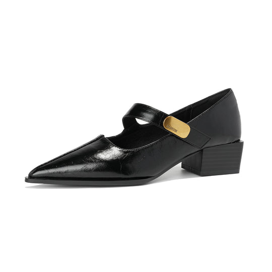 Damen elegante Pumps mit schickem Riemendesign und stabiler Blockabsatz EB