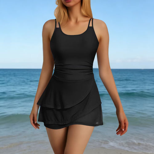Damen Strandkleid mit voluminösem Wickeldetail EB