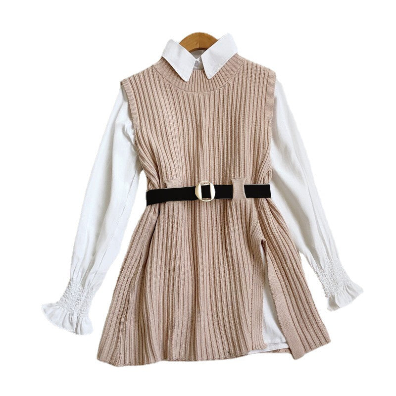 Damen Strickkleid mit Gürtel EB
