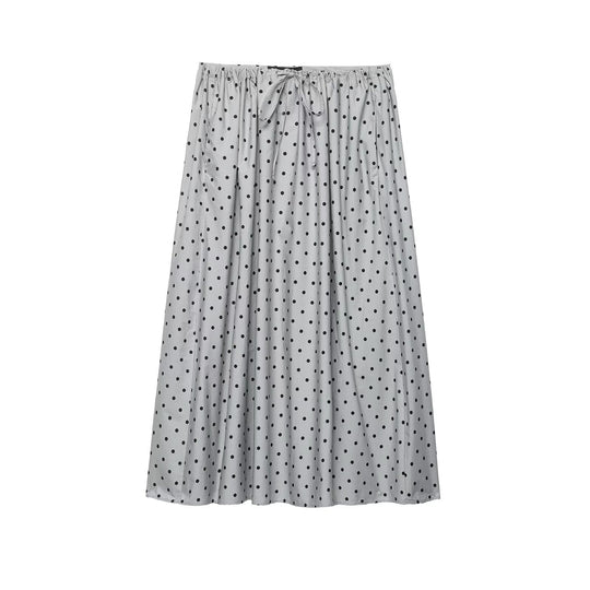 Damen Midi-Rock mit verspieltem Punkte-Design und elastischem Taillenzug EB