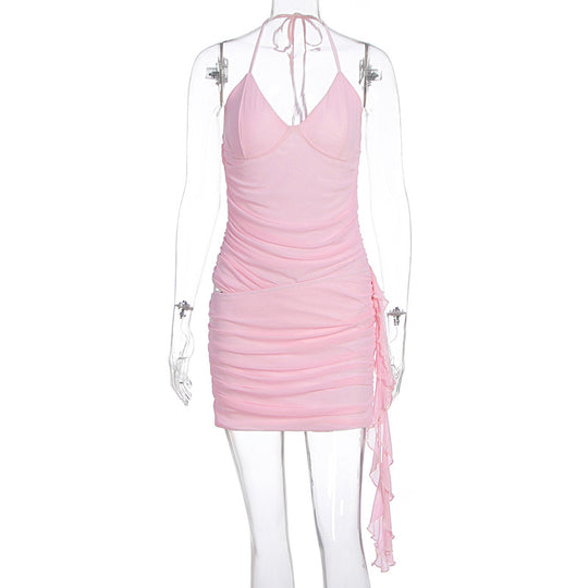 Damen Sexy Wickelkleid mit Rüschendetails und verstellbarem Träger EB