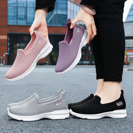 Damen nan nahtloser Strick-Slip-On Walking-Sneaker mit ergonomischer Memory-Fußbett-Einlage EB