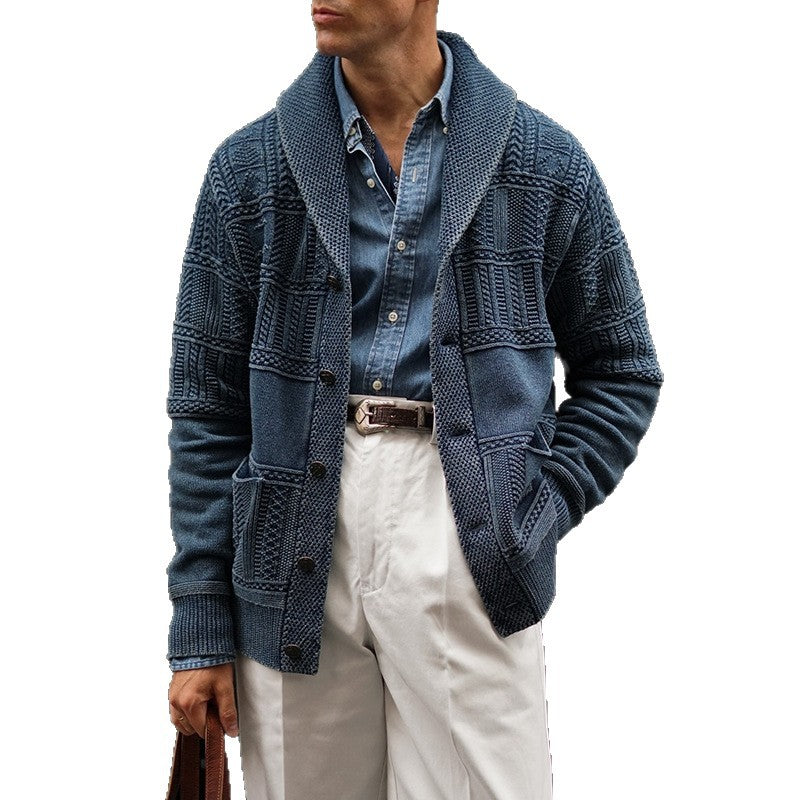 Herren Strickjacke mit innovativem Muster und großen Taschen EB