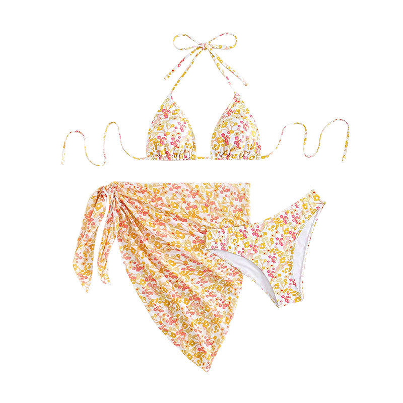 Damen Triangel-Bikini-Set mit floralem Wickeltuch EB