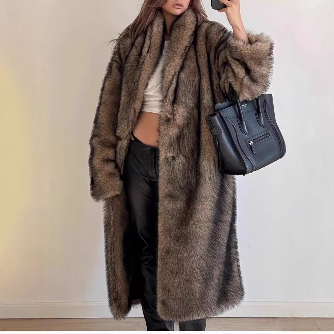 Damen Oversize Kunstpelzmantel EB