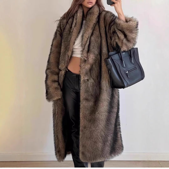 Damen Oversize Kunstpelzmantel EB