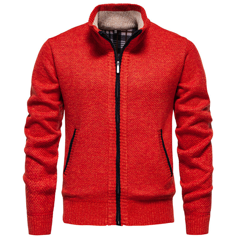 Herren sportliche Strickjacke mit Stehkragen EB