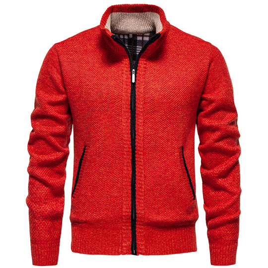 Herren sportliche Strickjacke mit Stehkragen EB