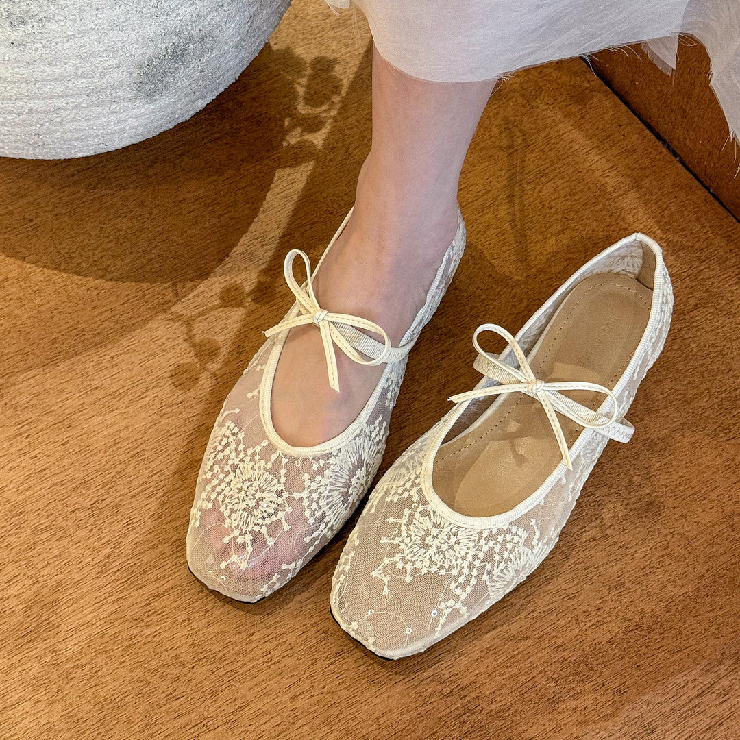 Damen erotische Ballerinas mit filigranem Schnürdesign und komfortabler Innensohle EB