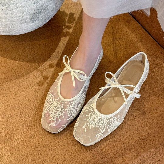 Damen elegante Ballerinas mit verspieltem Schleifendesign EB