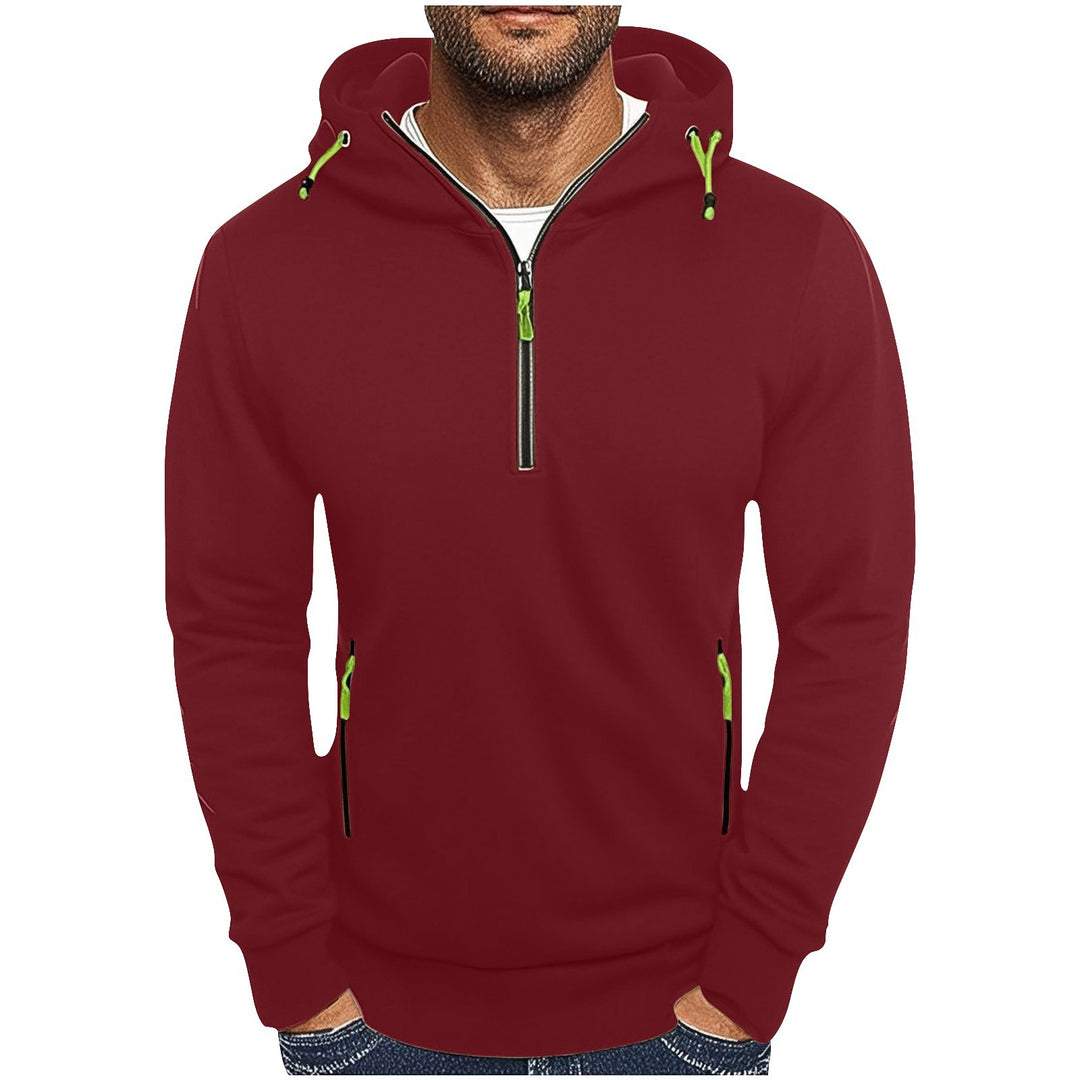 Herren modischer Kapuzenpullover mit zwei Taschen und halbem Reißverschluss EB