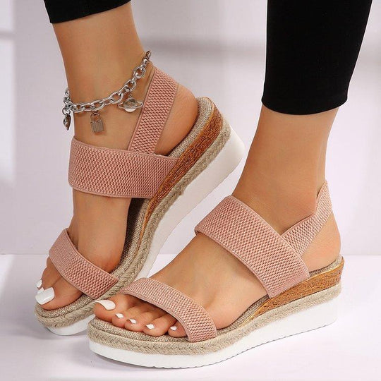 Damen Wedge-Sandalen mit verstellbaren Riemen und komfortablem Fußbett EB