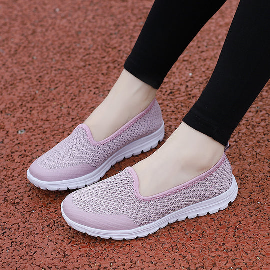 Damen Bequeme Slip-On Sneakers mit elastischem Obermaterial und rutschfester Sohle EB