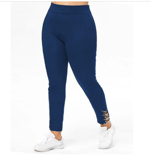 Damen Sportliche Leggings mit Schnürdetails EB