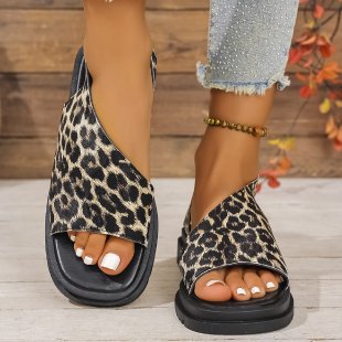 Damen bequeme Riemchen-Sandalen mit buntem Muster EB