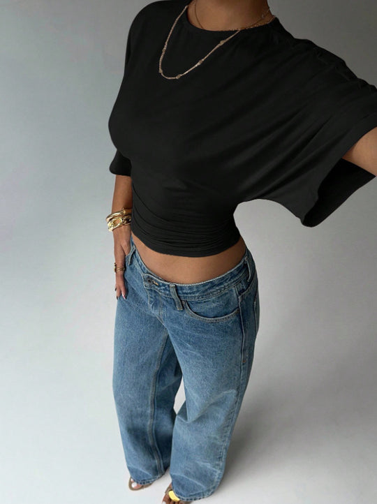 Damen Kurzärmliges Crop-Top EB
