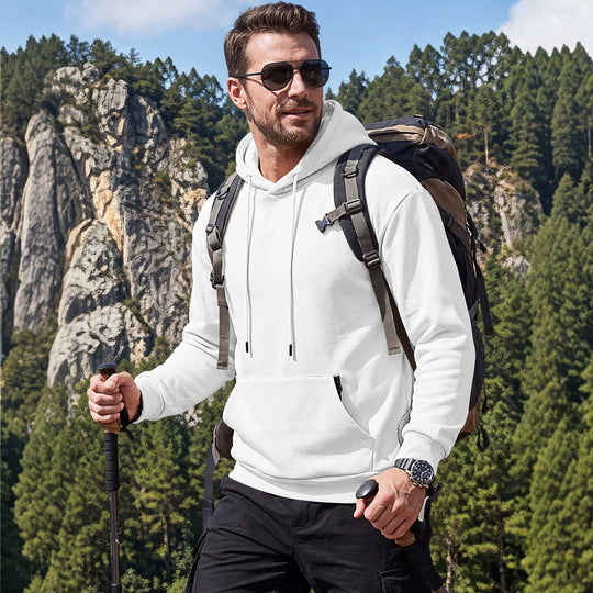 Herren Kapuzenpullover aus weichem Fleece mit Kängurutasche und verstellbarer Kapuze EB