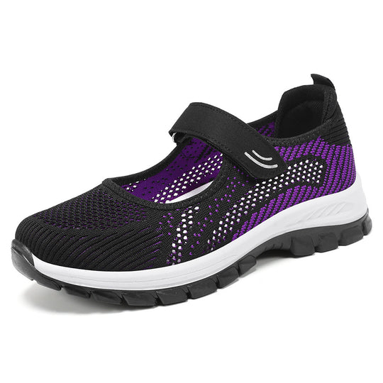 Damen Sportliche Ballerinas mit Klettverschluss und atmungsaktivem Obermaterial EB