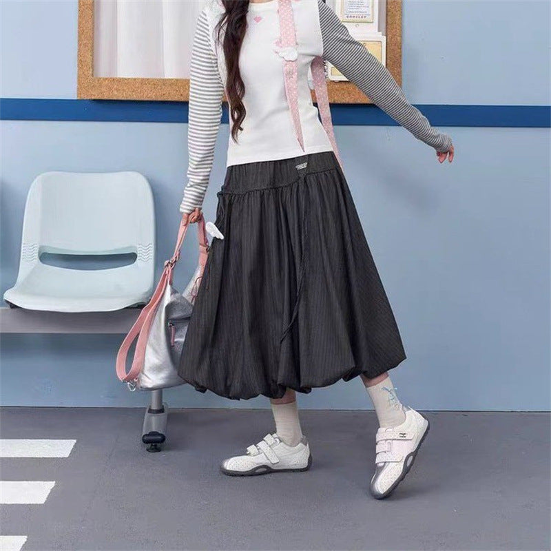 Damen Modischer Midirock mit stylischem Falten-Design EB