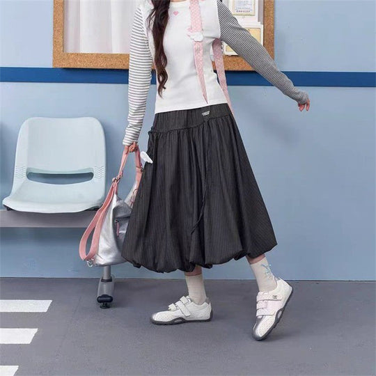 Damen Modischer Midirock mit stylischem Falten-Design EB