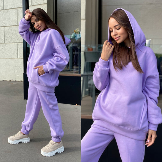 Damen Sportliches Hoodie- und Jogginghosen-Set im lässigen Design mit Kapuze EB