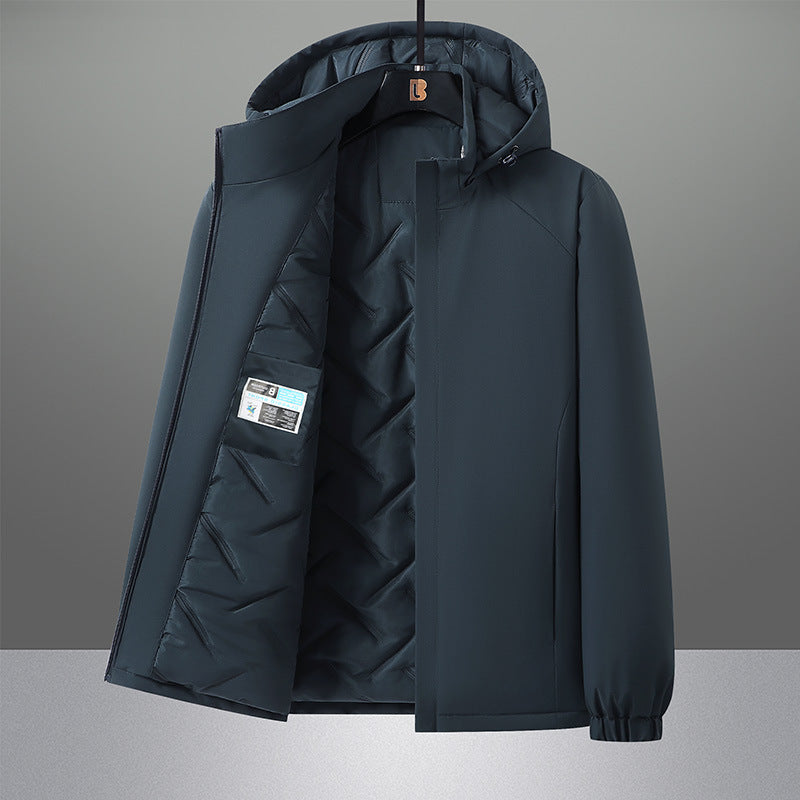 Herren wasserabweisender Urban-Softshell-Kapuzenblouson mit leicht wattierter Steppinnenlage, verdecktem Reißverschluss und elastischen Bündchen EB