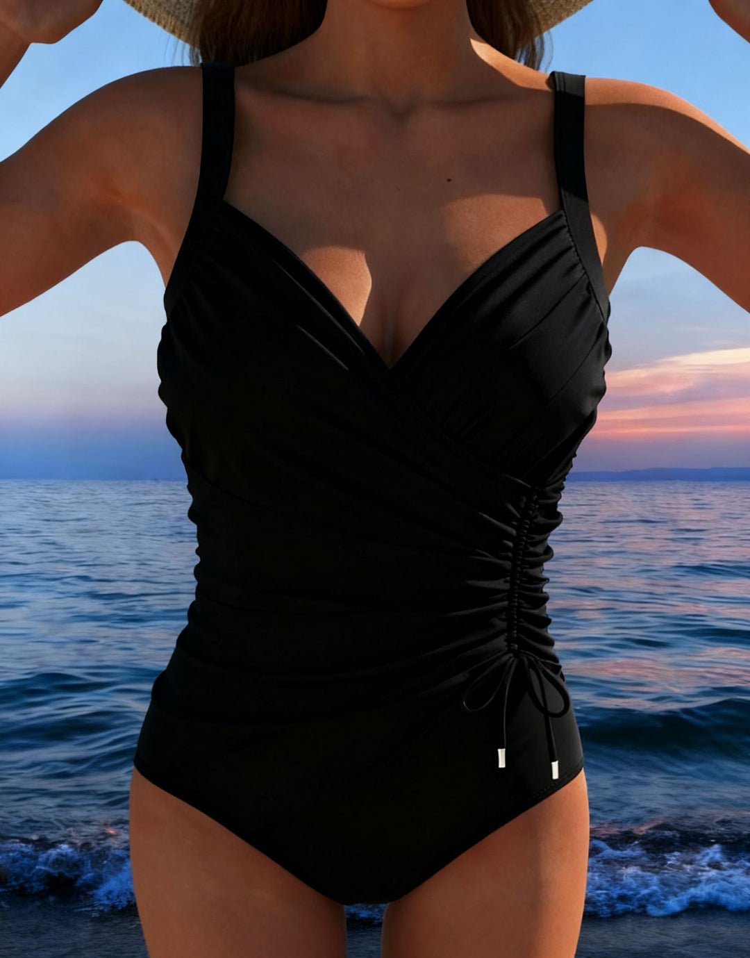 Damen Sportlicher Badeanzug mit modischem Farbmix und verstellbarem Schnitt EB