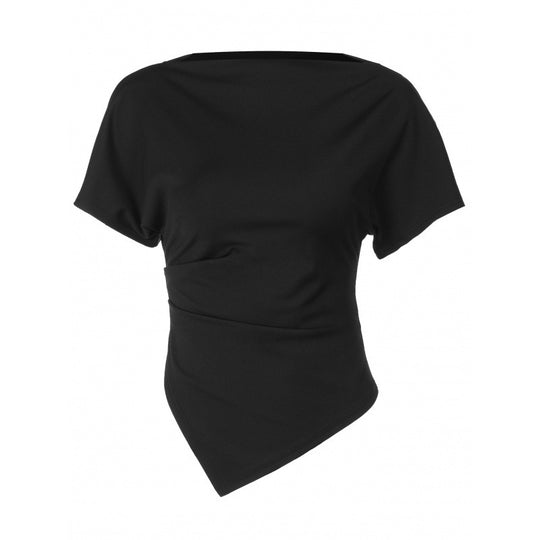 Damen Trendiges Oberteil mit asymmetrischem Saum und figurbetonendem Schnitt EB