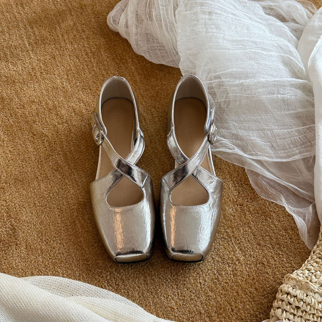 Damen Elegante Slingback-Ballerinas mit modischem Kreuzband EB