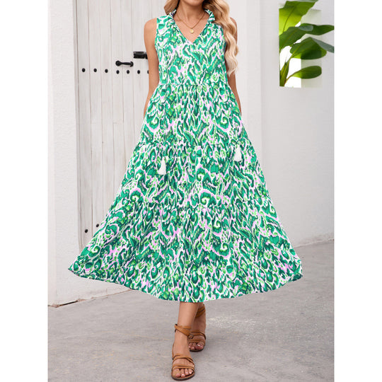 Damen Maxikleid mit fließendem Design und trendigem Rüschensaum EB