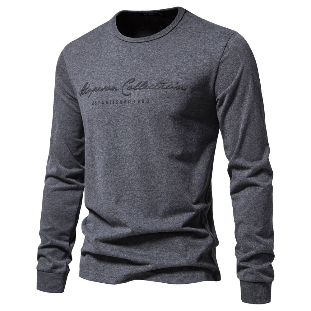 Herren nan minimalistisches Rundhals-Sweatshirt aus Baumwollmischung mit gerippten Bündchen EB