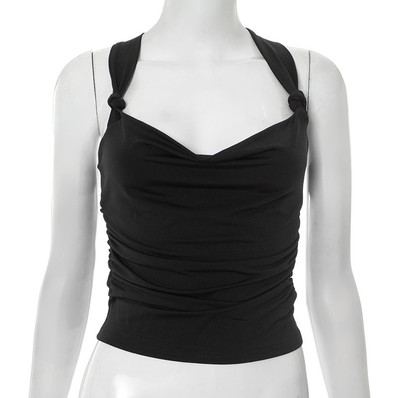 Damen modisches Top mit Knoten-Detail und Raffungen EB